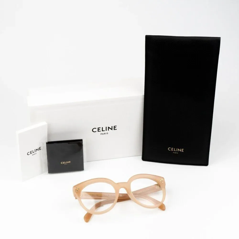 NEW Celine CL50093I 072 Beige Nude Round Women Eyeglasses CL 50093I